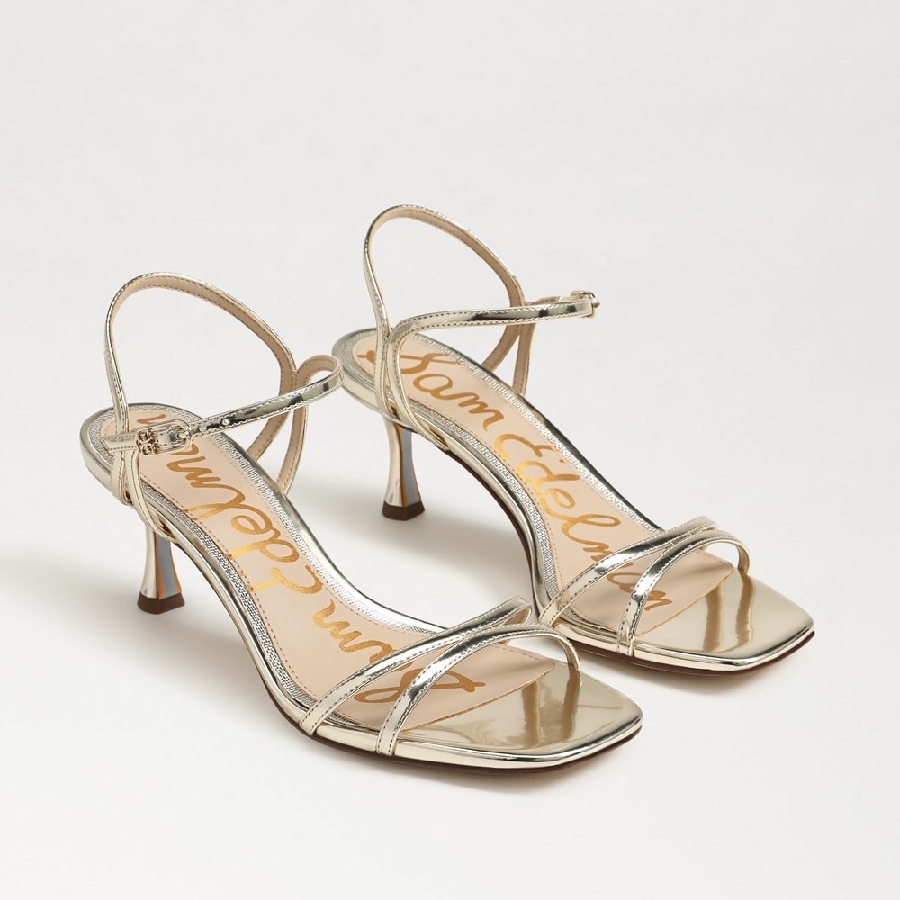 Sam Edelman Metallic Gold Presley Strappy Kitten Heels Sandals 10